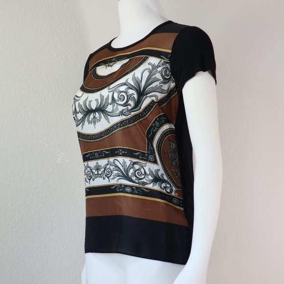 Short sleeve top w/silk front & black tee back - Picture 3 of 11
